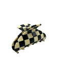 CHECKERED CLAW CLIP- large, hair clip, checkered black and white, acetate