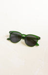 Green sunglasses on a white background