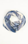 Blue and white checkered scarf on a white background