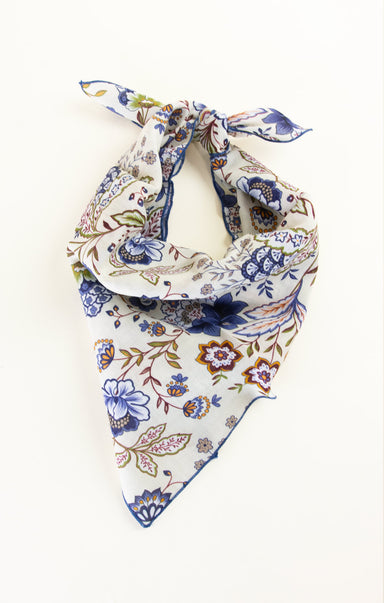 Floral patterned bandana on a white background