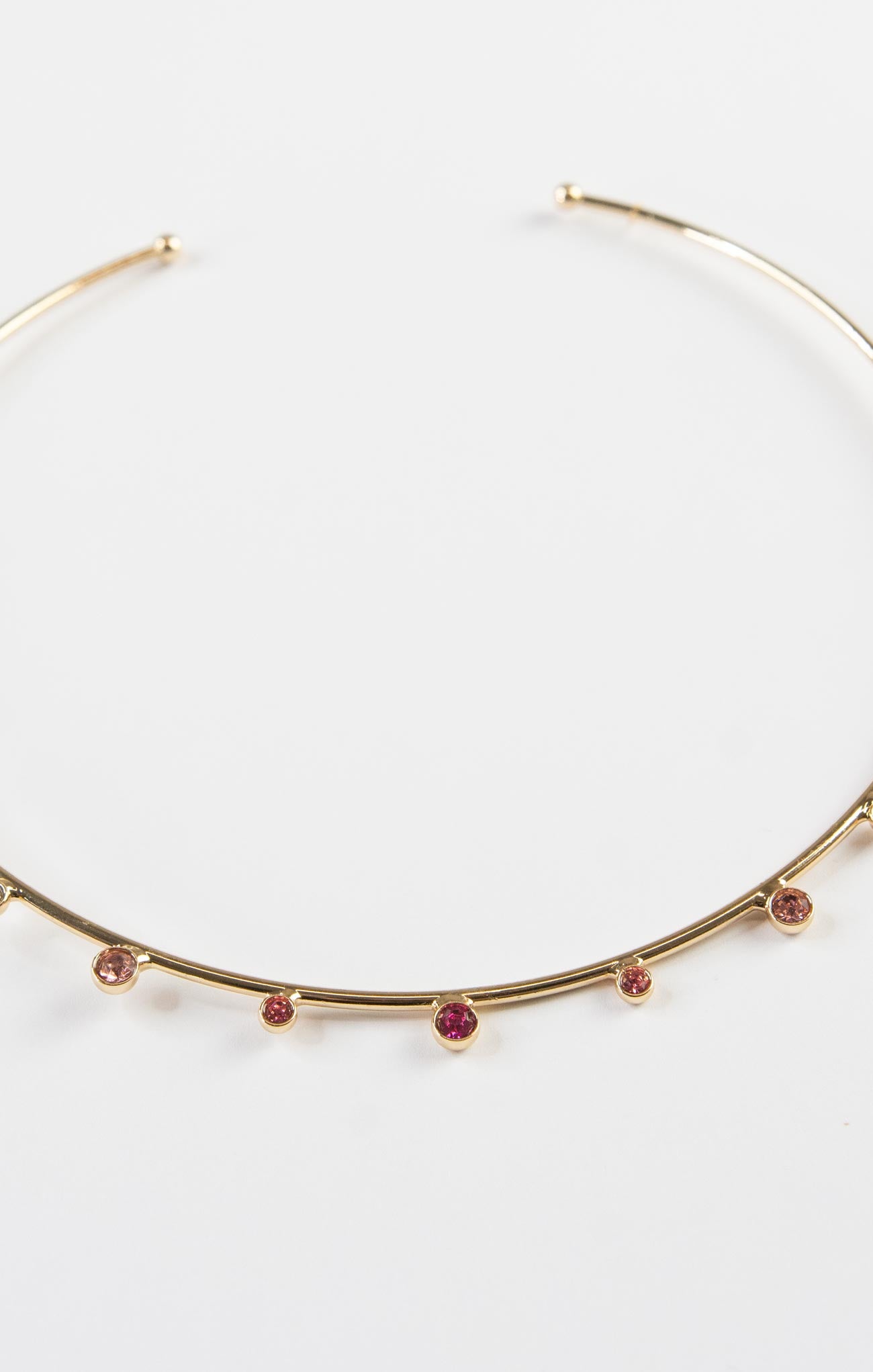 CRYSTAL BEADED CUFF NECKLACE-clear gold,pink gold,cuff neckalace,gold frame,colored stones