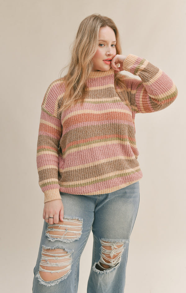 Curvy Love Club Striped Sweater
