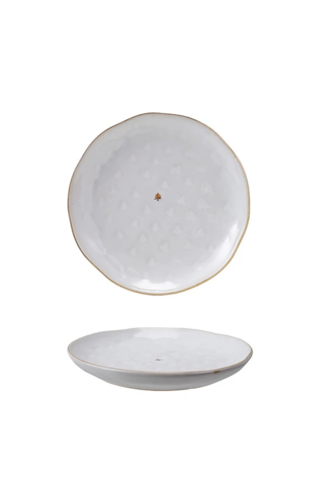 Set of two ceramic plates with textured surface on a white background