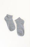 Two gray ankle socks on a white background