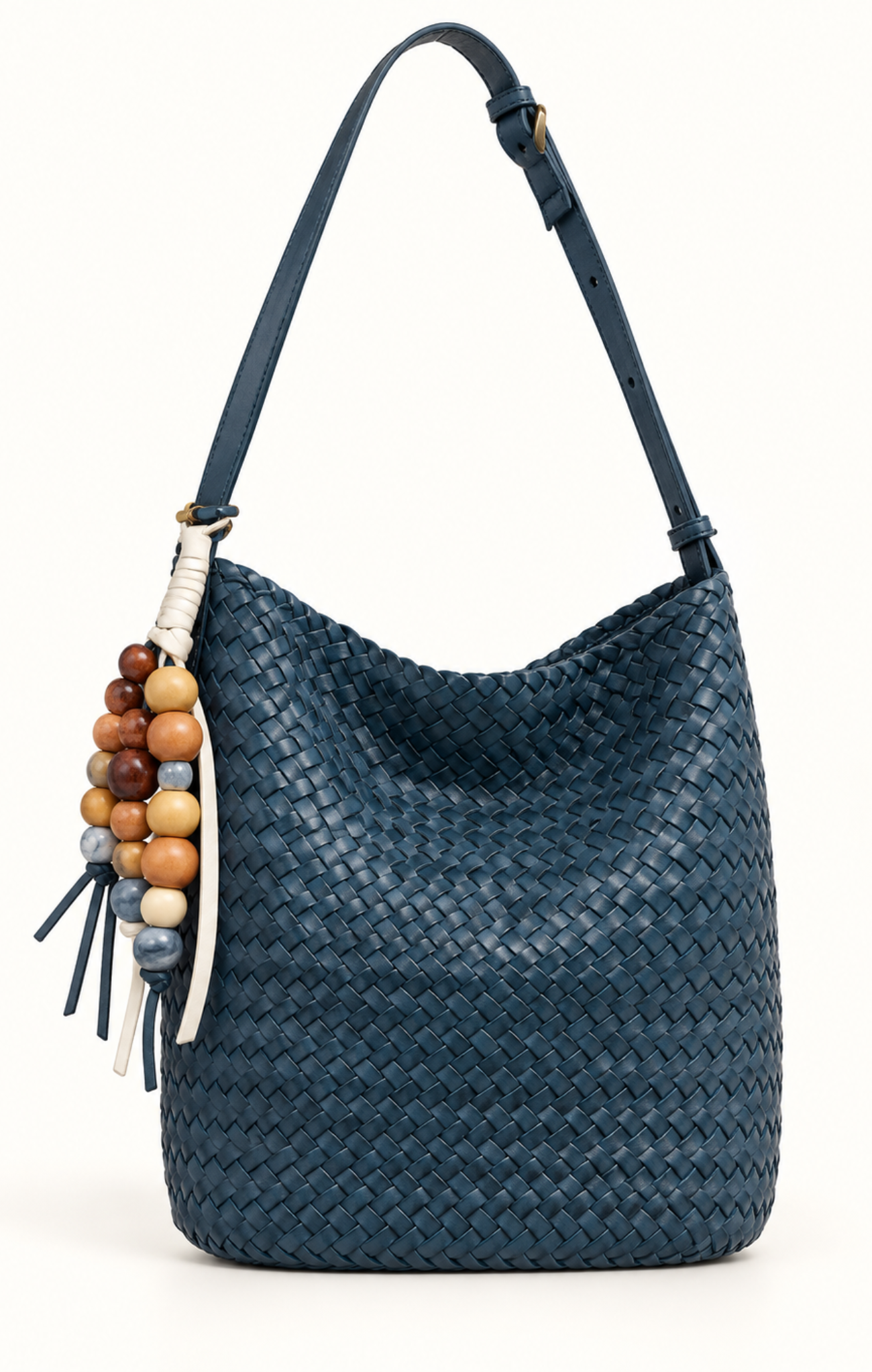 Demi Blue Beaded Bucket Bag