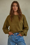 DESIREE PULLOVER SWEATER-olive,round neck,long sleeves,oversized fit,ribbed wrists