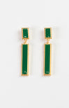 DOUBLE BAR LINKED EARRINGS-green,black,double bar,stud earrings,gold outline