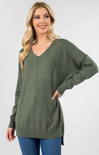 Shop At Grace, Dreamers V-neck Sweater, moss, long sleeves