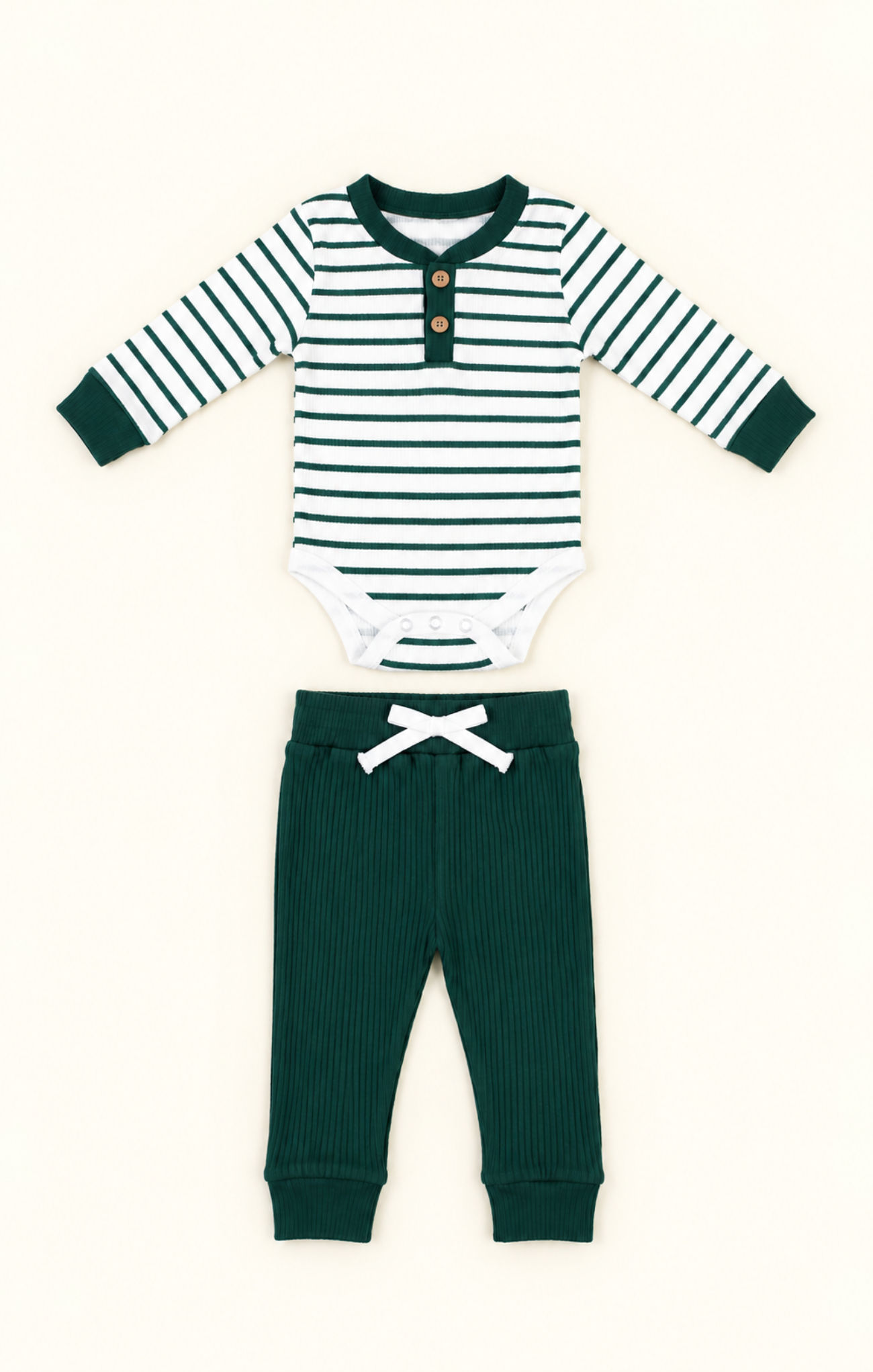 Ella Green Stripe Onesie Set