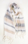 Striped scarf with fringes on a white background