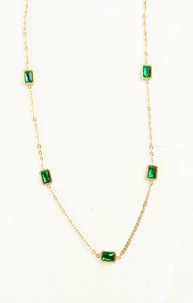 emerald green necklace gold chain