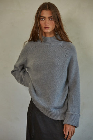 EMILE SWEATER - blue grey, sweater, long sleeve, mock neck, relaxed fit