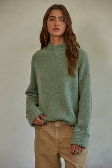 EMILE SWEATER - green, sweater, long sleeve, mock neck, relaxed fit