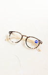Tortoiseshell cat-eye glasses on a white background