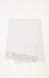 White scarf with fringe on a white background