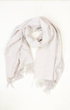 White scarf with fringes on a white background