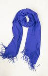 Blue scarf with tassels on a white background