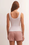 FEEL GOOD RIB TANK- White tank top with scoop neck, form fitting