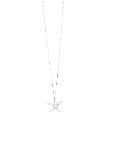 FULL CRYSTAL STARFISH NECKLACE- medium starfish pendant, completely crystals, silver chain 