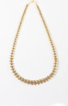 GLASS BEAD CHAIN CHOKER-white,grey gold,gold chain,clasp closure,double beaded