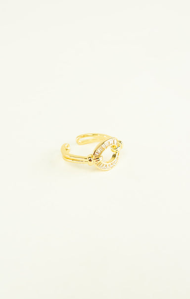 Gold ring on a white background