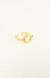 Gold open ring on a white background