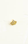 Gold crown-shaped earring on a white background