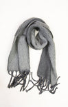 Gray scarf with fringes on a white background