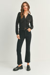 HIGH RISE TONAL CROPPED FLARE-black,cropped,flare bottom,front and back pockets,zipper
