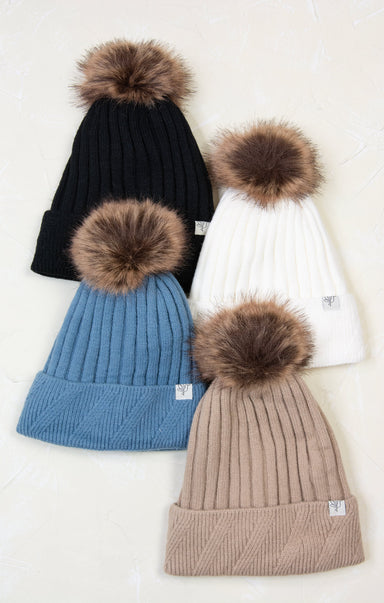 Shop At grace, Jacque Faux Fur Pom Pom Beanie, 4 colors