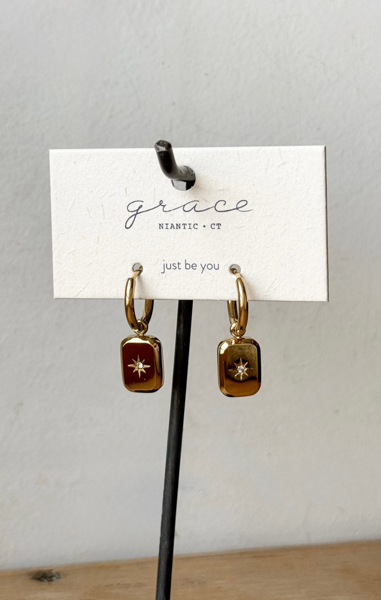 Jessamine Star Tag Huggie Earrings