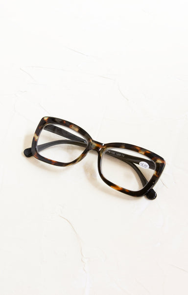Tortoiseshell eyeglasses on a white background