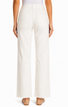 White pants worn by a person on a white background