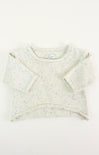 Baby sweater with colorful patterns on a white background