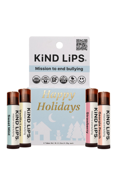 Kind Lips lip balm set with packaging on a white background