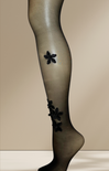 Black floral tights on a beige background