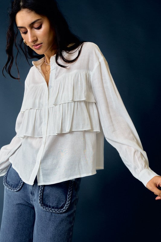 Lalia Ruffle Layered Shirt -  ShopatGrace.com