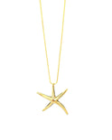 LARGE PLAIN STARFISH NECKLACE- Large starfish on a plain chain, gold