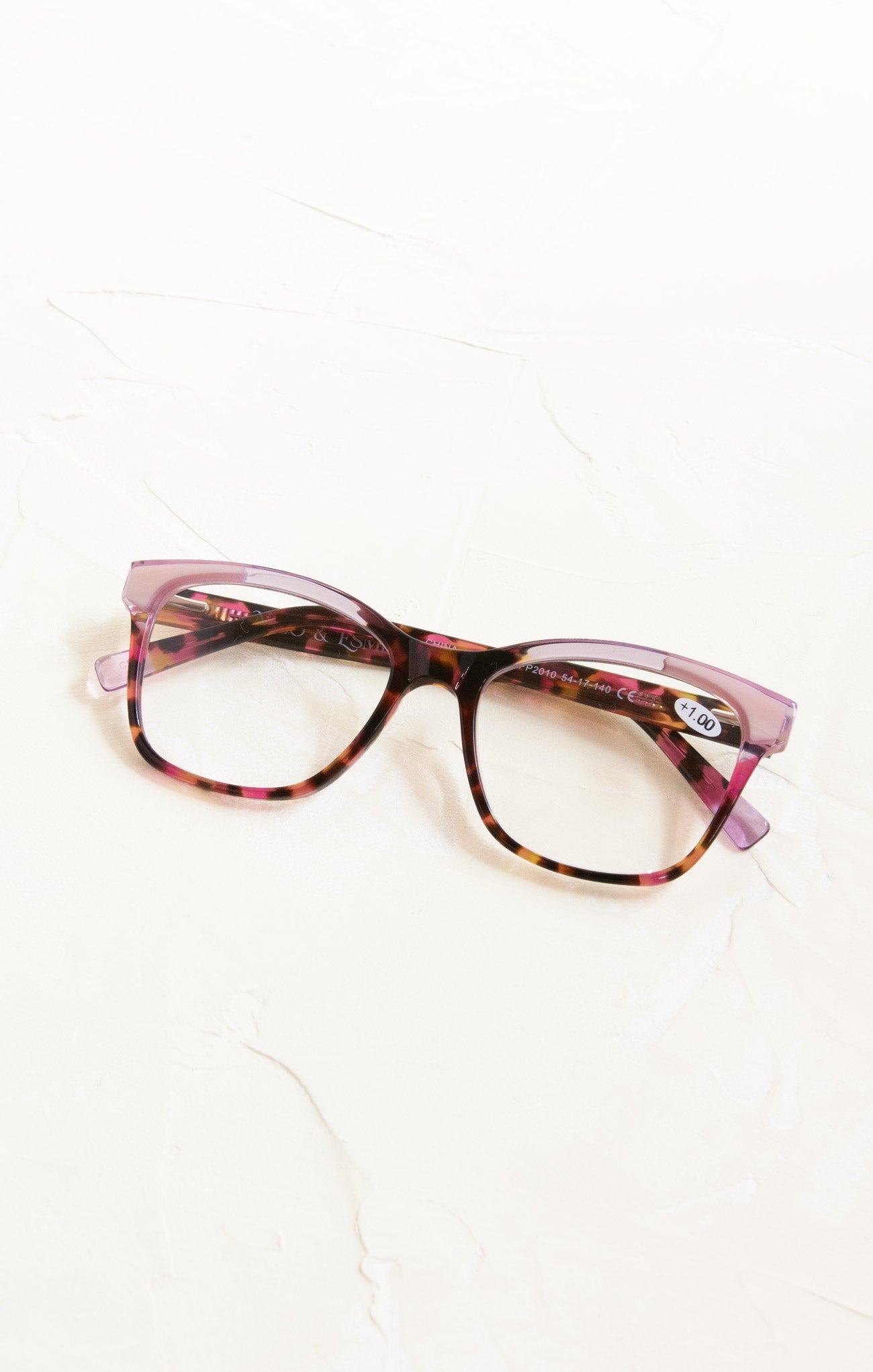Pair of glasses with a colorful frame on a white background