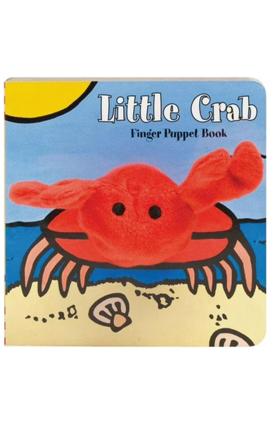Children's book titled 'Little Crab' with a red crab illustration on a blue background.
