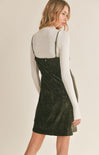 LORELAI MINI DRESS WITH SLIT-olive,mini dress,spaghetti strap,side slit,v-neck,zipper back