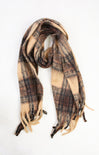 Plaid scarf with brown and beige colors on a white background