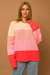 LYDIA STRIPE SWEATER-cream,pink stripe,long sleeve,round neck,knitted sweater