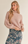 MALORY MOCK NECK SWEATER-pink multi,mock neck,long sleeve,knit sweater,puff sleeve