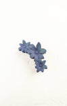 Blue floral earrings on a white background