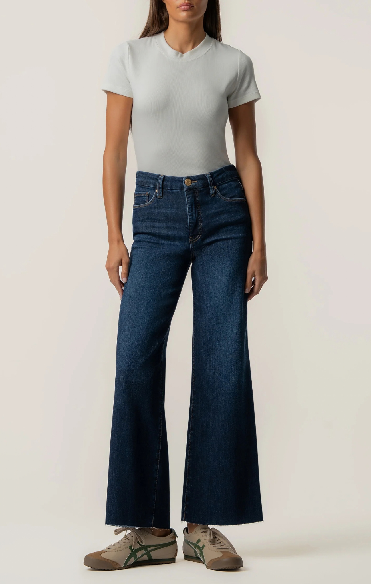 Meg High Rise Wide Leg Raw Hem