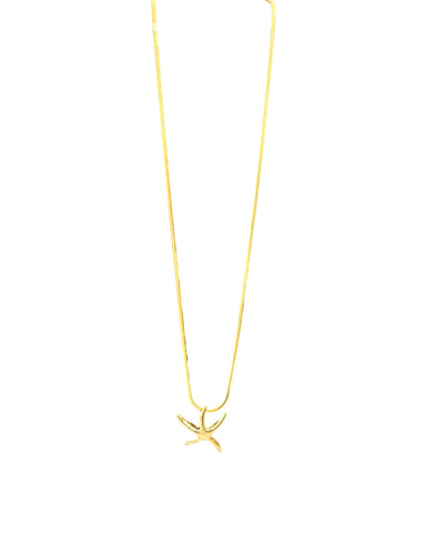 MINI STARFISH NECKLACE- Small starfish on a plain chain, gold