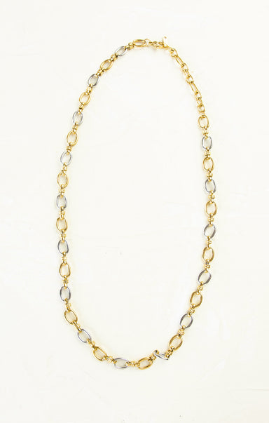 gold and silver oval chain necklace