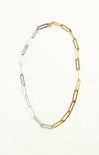 Two-tone gold and silver chain necklace on a white background