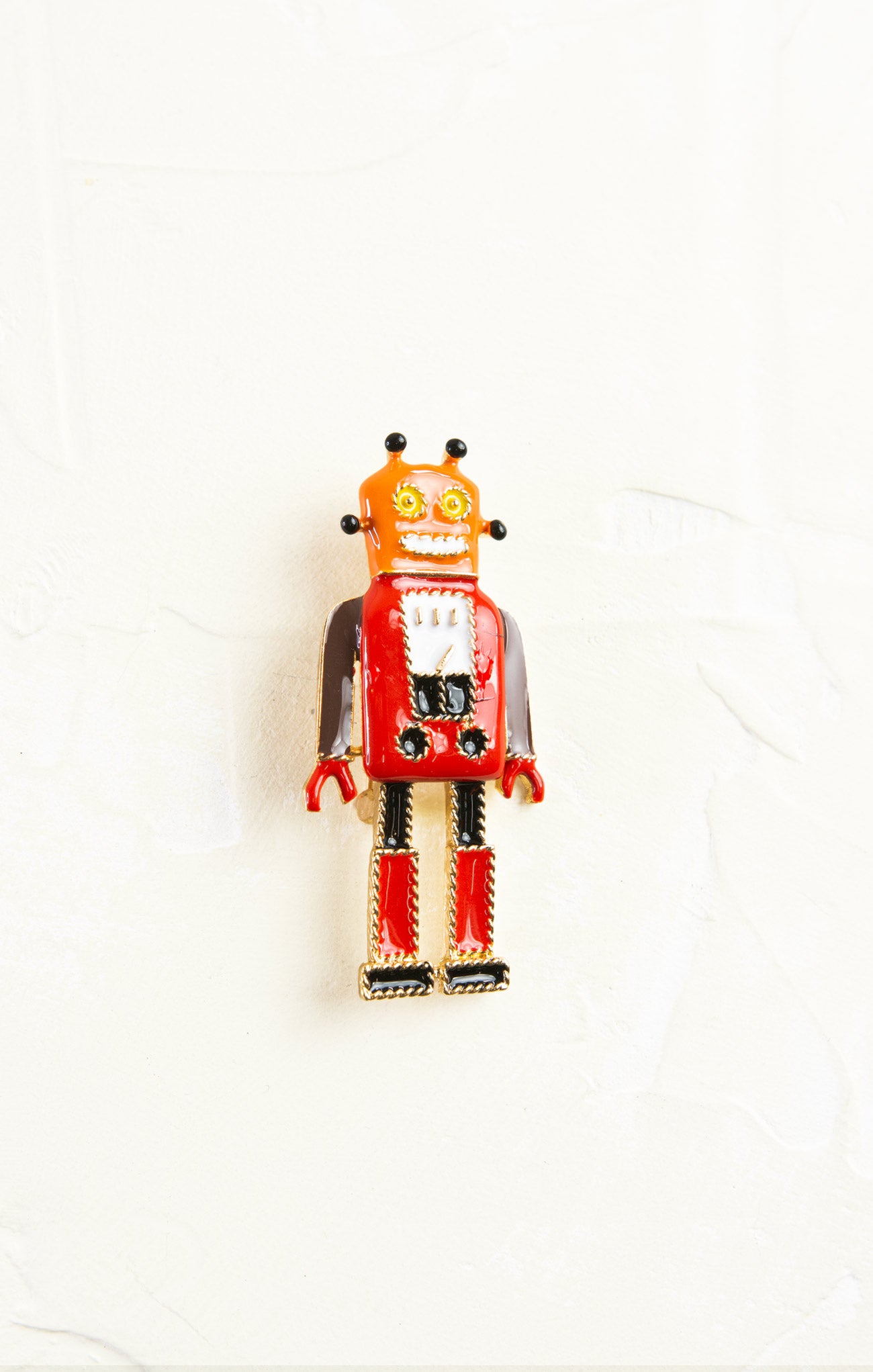 Toy robot figure on a white background